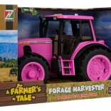 Lyserød traktor med lys- og lydfunktioner
