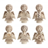 Detoa julepynt engle af træ, sæt 6 stk.