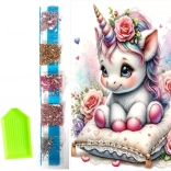 Diamantmaleri på lærred blomsterenhjørning 23 × 30 cm