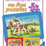 RAVENSBURGER Mit første puslespil Dyrevenner 3x6 brikker