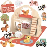 Tooky Toy Træ sammenklappelig gård med dyrefigurer