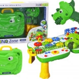 Børne DIY-bord med kuffert DINOSAUR og batteridrevet boremaskine, 249 dele