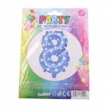 Blå oppustelig ballon nummer 8 med stjerner