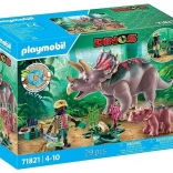Playmobil dinos triceratops med unge og forsker