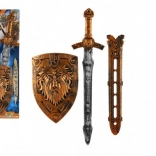 Børne-riddersværd med skjold og skede 55 cm