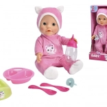 Dukke New Born Baby i kattepyjamas 30 cm