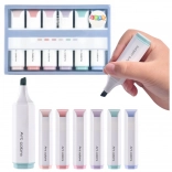 Sæt med mini overstregningstusch i pastelfarver, 6 stk.