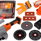 børnesæt til den lille gør-det-selv-mand med batteridrevet slibemaskine og tilbehør