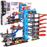 Børneparkeringshus med 7 niveauer, helikopter og 10 biler