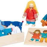 Goki dukker Fynja og Fabio med tøj i trækasse