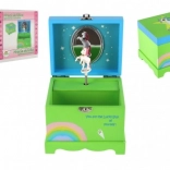 Musik smykkeskrin i træ med enhjørning, grøn