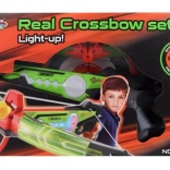 Lysende legetøjsarmbrøst med sugekop-pile og målskive – skydesæt på batterier, 6+