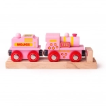 Rosa lokomotiv med tender BIGJIGS Rail