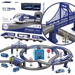 Elektrisk polititogbane med biler, 92 dele, 300 cm