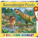 Puslespil forhistorisk verden af dinosaurer XXL 100 brikker + malebog RAVENSBURGER
