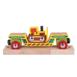 Bigjigs Rail godsvogn med bulldozer og 2 skinner
