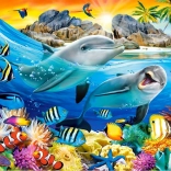 Puslespil 1000 brikker delfiner i troperne