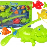 Færdighedsspil: Fiskesæt med stang, krokodille og fisk