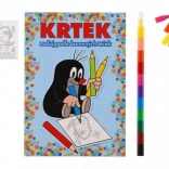 Malerbog KRTEK A5 farv efter farvede prikker med vokskridt, 11 stk i pose