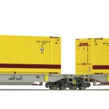 Roco leddelt containervogn Sdggmrs/T2000 AAE med DHL-containere, H0