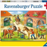 Ravensburger puslespil ferie på gården med heste 2×12 brikker