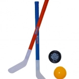 Plastishockeykøller 72 cm med floorboldbold og puck (2 stk.)