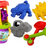 Sandlegesæt med dinosaurer og mølle – skovl, rive, vandkande og forme