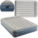 Oppustelig velour-seng INTEX Pillow Rest Mid-Rise, dobbeltseng med elektrisk pumpe 203 × 152 × 30 cm