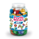 Byggesæt puslespil i stor beholder 90 stk.