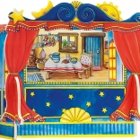 Bordteater til hånddukker af lakeret træ