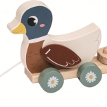 trække-legetøj i træ andefamilie