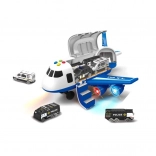 Politi fly med lastområde og 3 biler