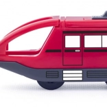 Rød lokomotiv med batteridrevet lokomotivfører