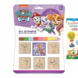 Træstempler 5×5 cm med stempelpude og vokspastel PAW PATROL