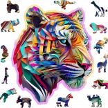 Træpuslespil farverig tiger 150 brikker WOODEN CITY