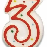 Lys til kage tal 3, 7,3 cm