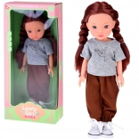 Lovely Girl-dukke med satinfletninger i sportstøj 33 cm