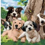 Diamantmaling glad hundeflok 30 × 40 cm