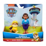 PAW Patrol figurinesæt - Rubble og borgmester Goodway med Chickaletta