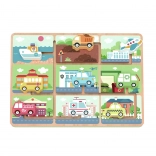 trælabyrint med køretøjer tooky toy