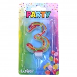 Fødselsdagslys tal 3 med striber