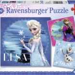 Ravensburger puslespil Frost: Elsa, Anna og Olaf 3×49 brikker