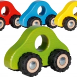 Trælegetøjsbil til hånden med gummihjul
