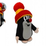 Muldvarpen med rød‑gul aftagelig hue plysdyr 15 cm