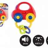 Rangle formet som en bil med lys og lyd, plast, 10 × 11 cm, batteridrevet, 3 m+