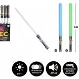 Lyssværd med lys og lyd, 73 cm, plast, 3× AAA, 3 farver