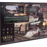 retro togbane med røg og lyde, sæt med skinner og tilbehør