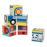 Petit Collage klodser med køretøjer og dyr