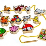 Snørebræt i træ Mine første dyr