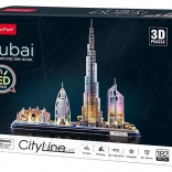Lysende 3D-puslespil panorama Dubai CityLine fra CUBICFUN, 182 brikker